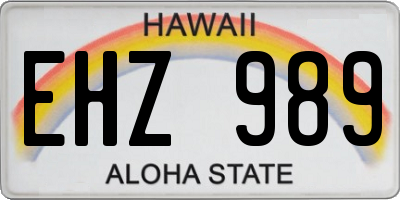 HI license plate EHZ989