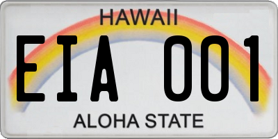 HI license plate EIA001