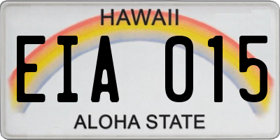 HI license plate EIA015