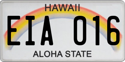 HI license plate EIA016