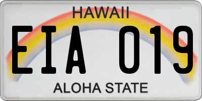 HI license plate EIA019