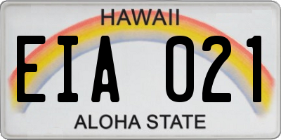 HI license plate EIA021
