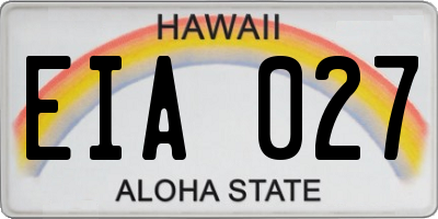 HI license plate EIA027