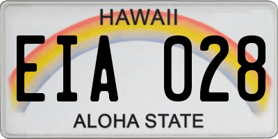 HI license plate EIA028