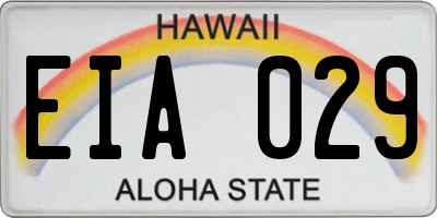 HI license plate EIA029