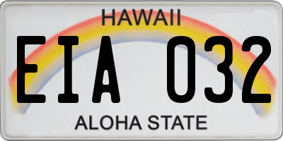 HI license plate EIA032