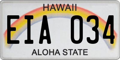 HI license plate EIA034