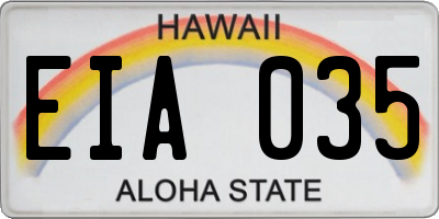 HI license plate EIA035