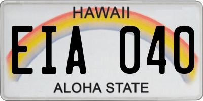 HI license plate EIA040