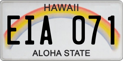 HI license plate EIA071