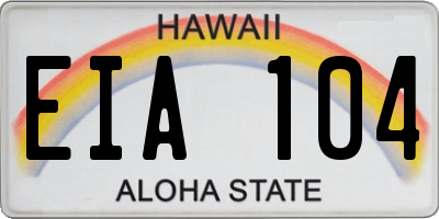 HI license plate EIA104