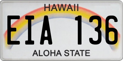 HI license plate EIA136