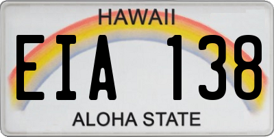 HI license plate EIA138