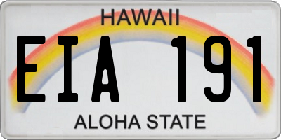 HI license plate EIA191