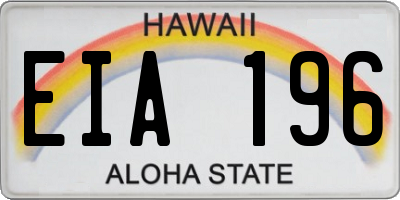 HI license plate EIA196