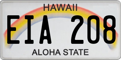 HI license plate EIA208