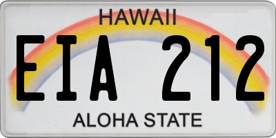 HI license plate EIA212