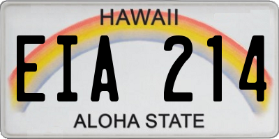 HI license plate EIA214