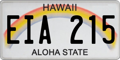 HI license plate EIA215