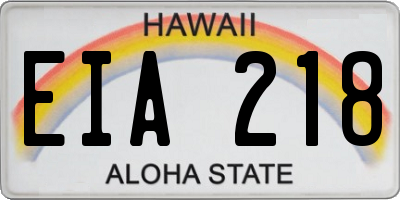 HI license plate EIA218