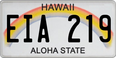 HI license plate EIA219
