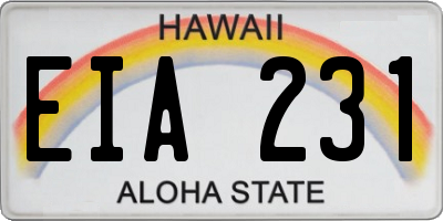HI license plate EIA231