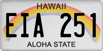 HI license plate EIA251
