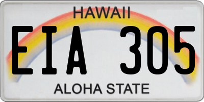 HI license plate EIA305