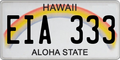 HI license plate EIA333