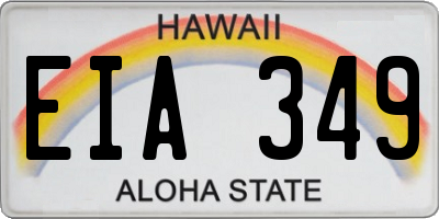 HI license plate EIA349