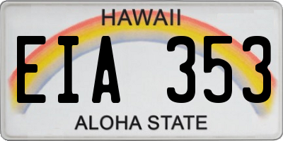 HI license plate EIA353