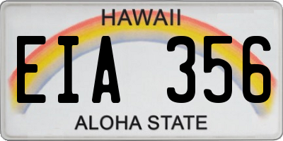 HI license plate EIA356
