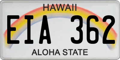 HI license plate EIA362
