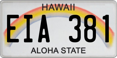 HI license plate EIA381