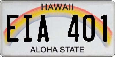 HI license plate EIA401