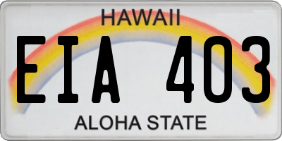 HI license plate EIA403