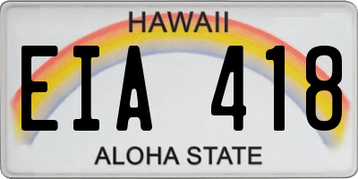 HI license plate EIA418