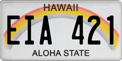 HI license plate EIA421