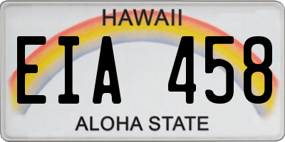 HI license plate EIA458