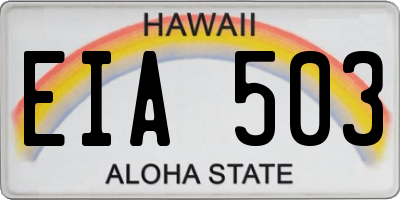 HI license plate EIA503