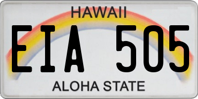 HI license plate EIA505