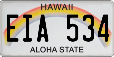 HI license plate EIA534