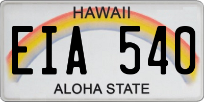 HI license plate EIA540