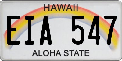 HI license plate EIA547