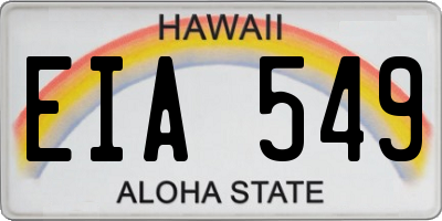 HI license plate EIA549