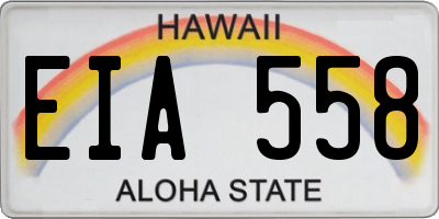 HI license plate EIA558