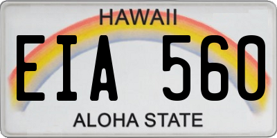 HI license plate EIA560
