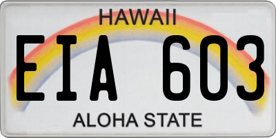 HI license plate EIA603