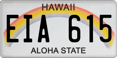 HI license plate EIA615