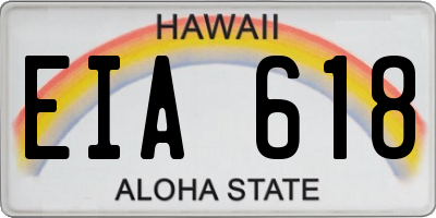 HI license plate EIA618